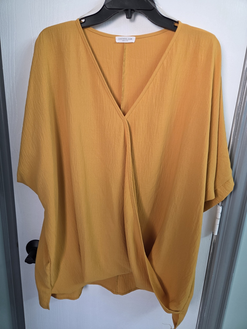 Chic Soul Mustard Yellow Drape Front Dolman Sleeve Blouse Plus Size 3X